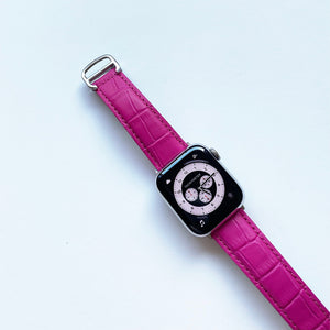 [SEASON OFF -50%] Alligator grain calf leather strap with deployment buckle (PINK)