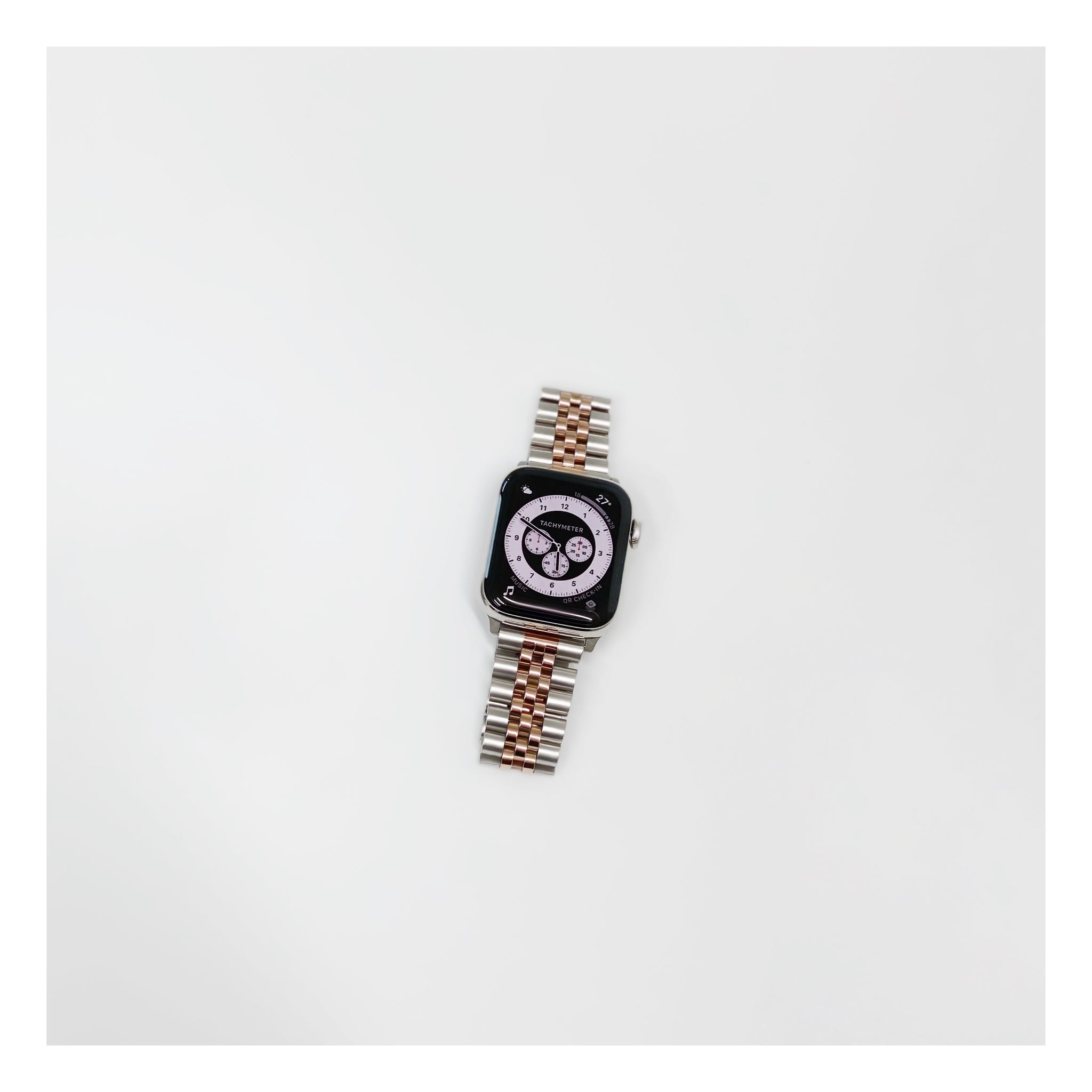 Black / Silver Jubilee Stainless Steel Metal Apple Watch Band 